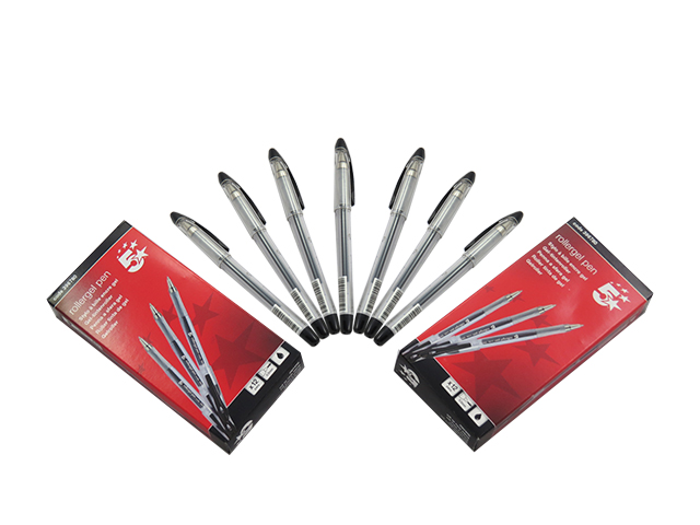 50 x Packs Of 12 Black Premium Rollergel Pens 5 Star Branded (396780)